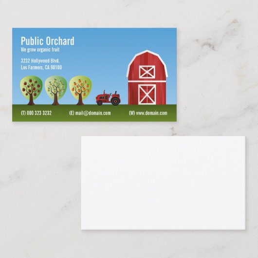 telers van boomgaarden en fruitgewassen visitekaartje (Voorkant / Achterkant)