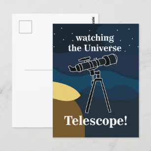 Telescoop Nachtelijke Hemel Astronomie Sterrenkijk Briefkaart