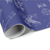 Telescoop Schema's Inpakpapier in Blauw (Rol Hoek)