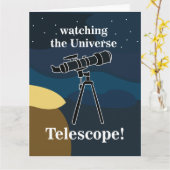 Telescope Night Sky Astronomy Stargazer Verjaardag Kaart (Gele Bloem)