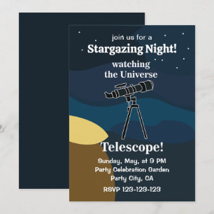 Telescope Night Sky Astronomy Stargazing Party Kaart