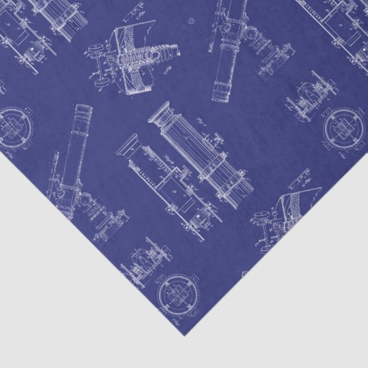Telescope Schematics Tissue Paper in Blue Tissuepapier (Detail)