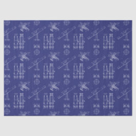 Telescope Schematics Tissue Paper in Blue Tissuepapier