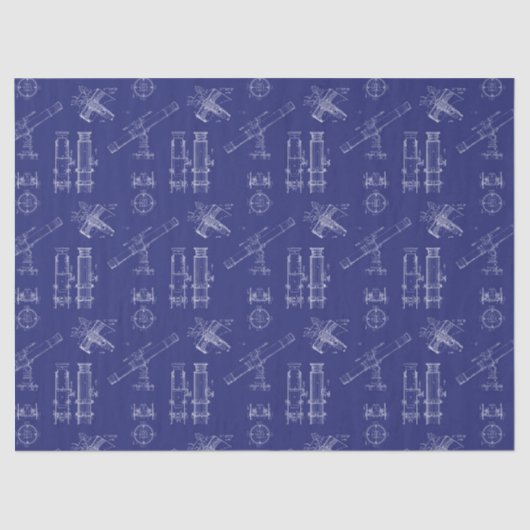 Telescope Schematics Tissue Paper in Blue Tissuepapier (Voorkant)
