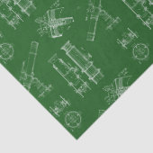 Telescope Schematics Tissue Paper in Green Tissuepapier (Detail)