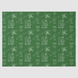 Telescope Schematics Tissue Paper in Green Tissuepapier