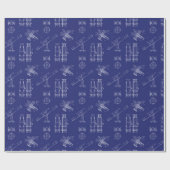 Telescope Schematics Wrapping Paper in Blue Cadeaupapier (Vlak)