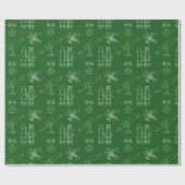 Telescope Schematics Wrapping Paper in Green Cadeaupapier (Vlak)