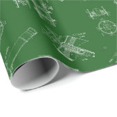 Telescope Schematics Wrapping Paper in Green Cadeaupapier (Rol Hoek)