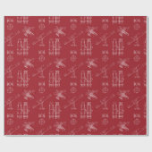 Telescope Schematics Wrapping Paper in Red Cadeaupapier (Vlak)