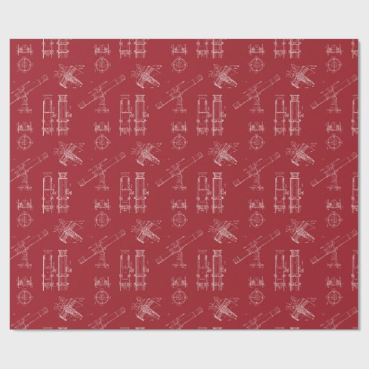 Telescope Schematics Wrapping Paper in Red Cadeaupapier (Vlak)