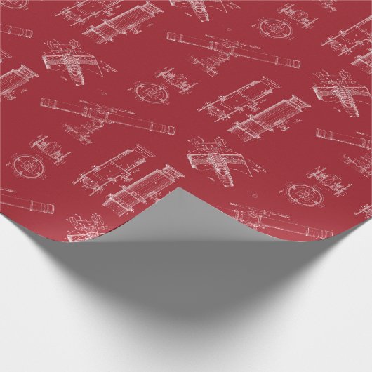 Telescope Schematics Wrapping Paper in Red Cadeaupapier (Hoek)