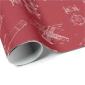 Telescope Schematics Wrapping Paper in Red Cadeaupapier (Rol Hoek)