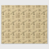 Telescope Schematics Wrapping Paper in Sepia Cadeaupapier (Vlak)