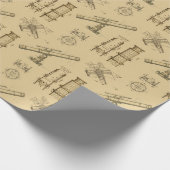 Telescope Schematics Wrapping Paper in Sepia Cadeaupapier (Hoek)