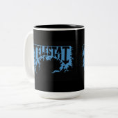 Telestai blauwe logo koffiebeker tweekleurige koffiemok (Voorkant links)