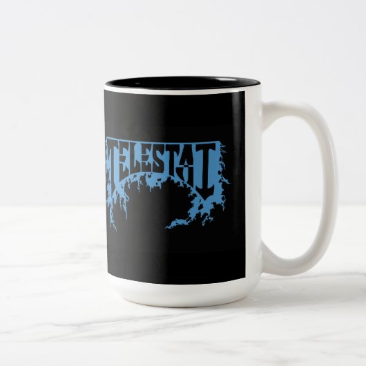 Telestai blauwe logo koffiebeker tweekleurige koffiemok (Rechts)
