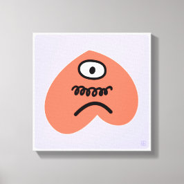 Teleurgesteld hart - verdrietig met snor canvas afdruk