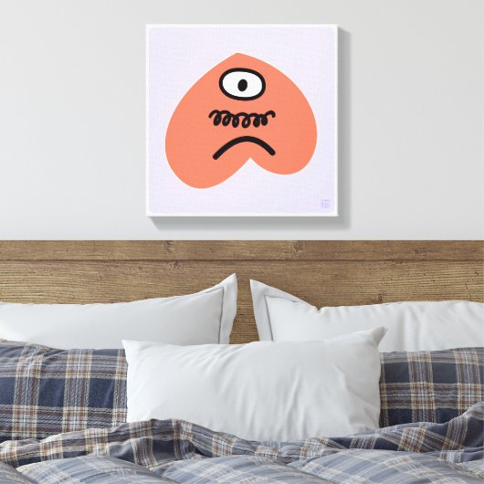 Teleurgesteld hart - verdrietig met snor canvas afdruk (Insitu (Slaapkamer))