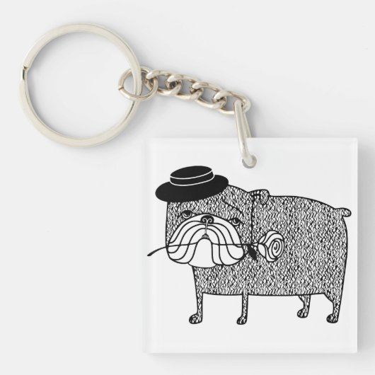 Teleurgestelde Bulldog: Treurige Romanse Sleutelhanger (Voorkant)