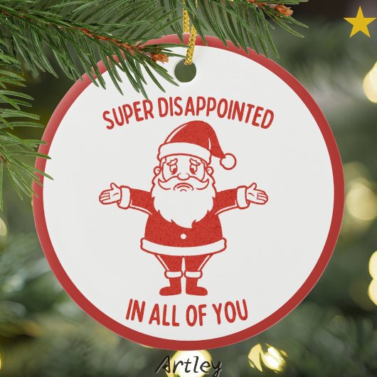 Teleurgestelde Retro Style Naughty Santa Christmas Keramisch Ornament