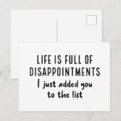 teleurstellingen briefkaart (Voorkant / Achterkant)