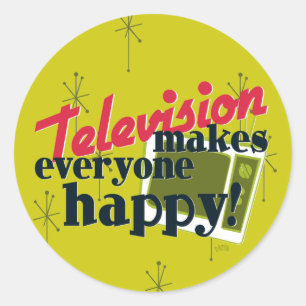 Televisie maakt iedereen blij! Oogst goud Ronde Sticker
