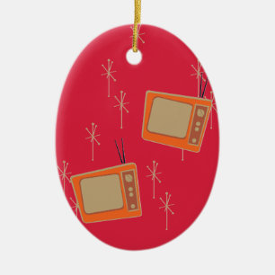 Televisie maakt iedereen gelukkig! Falling TV's Keramisch Ornament