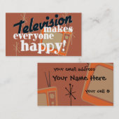 Televisie maakt iedereen gelukkig! Koper Brown Visitekaartje (Voorkant / Achterkant)