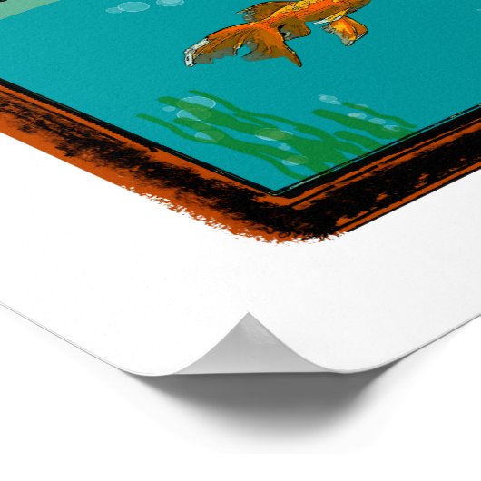 Televisie met visserstank poster (Hoek)