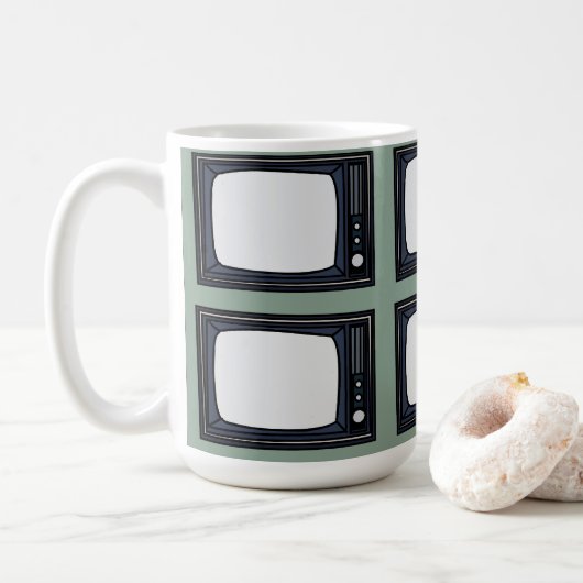 Televisie Oud Klassiek Retro TV Patroon Koffiemok (Met donut)