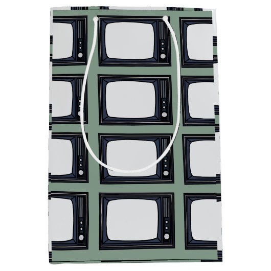 Televisie Oud Klassiek Retro TV Patroon Medium Cadeauzakje (Voorkant)