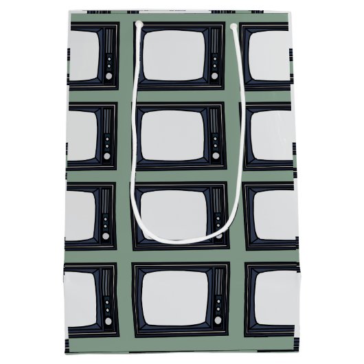 Televisie Oud Klassiek Retro TV Patroon Medium Cadeauzakje (Achterkant)