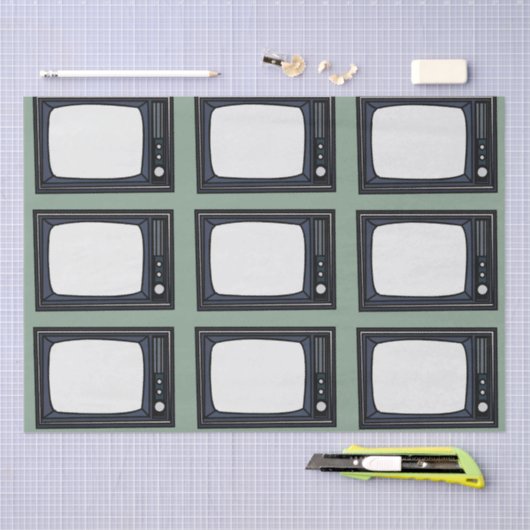 Televisie Oud Klassiek Retro TV Patroon Tissuepapier (Craft)