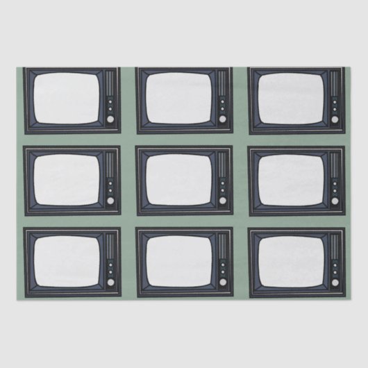 Televisie Oud Klassiek Retro TV Patroon Tissuepapier (Voorkant)