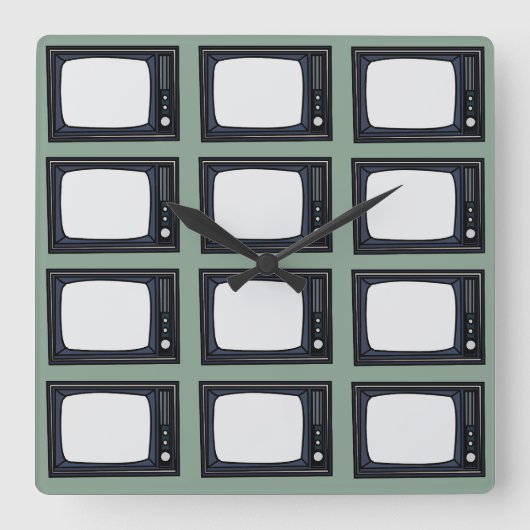 Televisie Oud Klassiek Retro TV Patroon Vierkante Klok (Voorkant)
