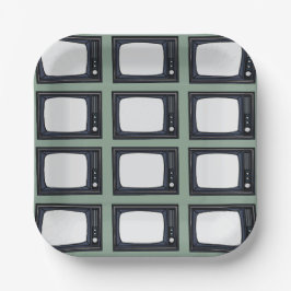 Televisie Oude Klassieke Retro TV Patroon Party Papieren Bordje