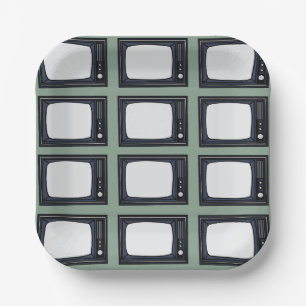 Televisie Oude Klassieke Retro TV Patroon Party Papieren Bordje
