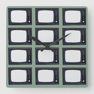 Televisie Oude Klassieke Retro TV Patroon Vierkante Klok