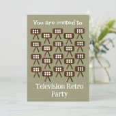 Televisie Retro Feest Kaart (Staand voorkant)