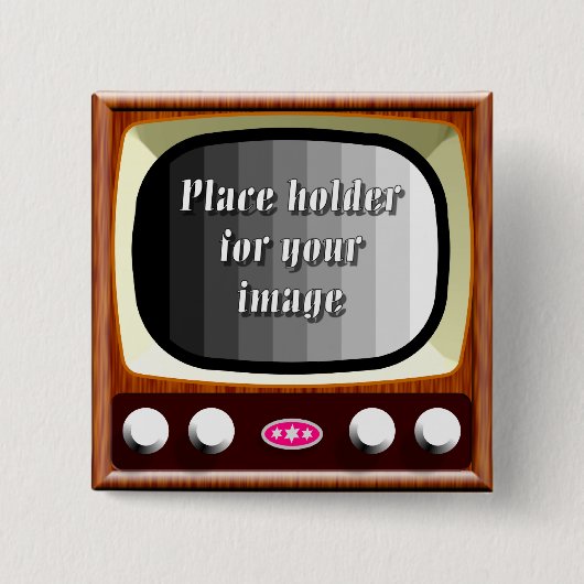 Televisie-Sjabloon van 50 jaar Vierkante Button 5,1 Cm (Voorkant)