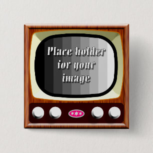 Televisie-Sjabloon van 50 jaar Vierkante Button 5,1 Cm