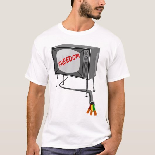 Televisievrijheid snijdt het snoer door t-shirt (Voorkant)