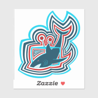 Television Shark Graphic Ripples Sticker