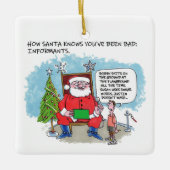 Tell Santa vierkant keramisch ornament (Voorkant)