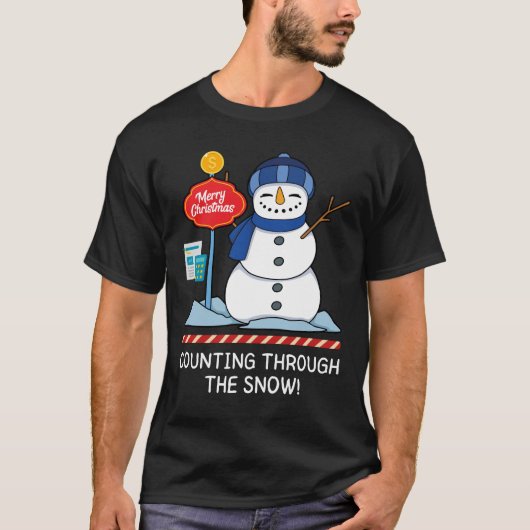 Tellen door de sneeuw - Kerstmis accountant T-shirt (Voorkant)