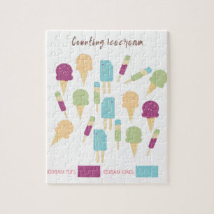 Tellen met ijslolly's en ijs huiswerk maken thuis legpuzzel