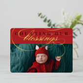 Tellen onze zegeningen Foto Geboorte Aankondiging (Staand Voorkant)
