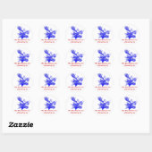 Teller blauw Moose personaliseert tekst rood Blauw Ronde Sticker (Vel)