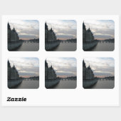 Teller met prachtige zonsondergang in Parijs Vierkante Sticker (Vel)